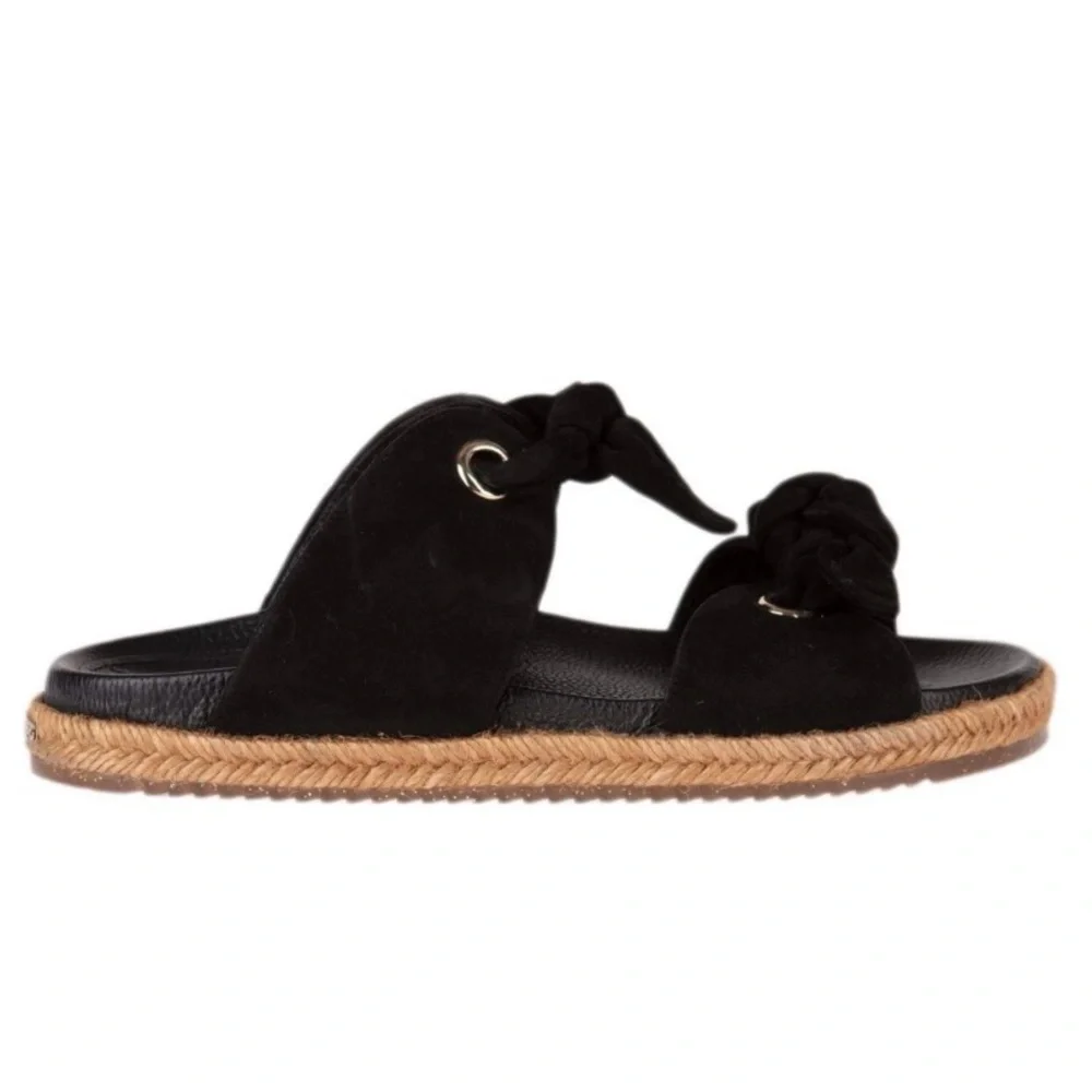 Jimmy Choo Nixon Suede Tie Espadrille Flat Slide On Sandals